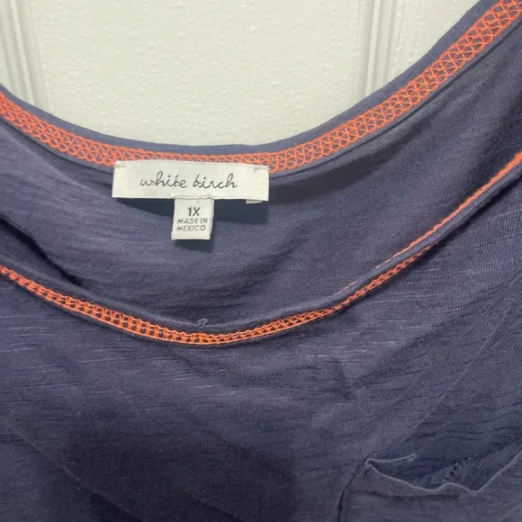 White Birch Boxy Blue shortSleeve Blouse - Picture 4 of 11